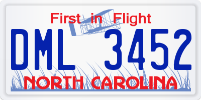 NC license plate DML3452