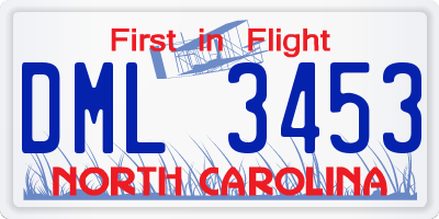 NC license plate DML3453