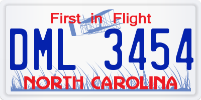 NC license plate DML3454