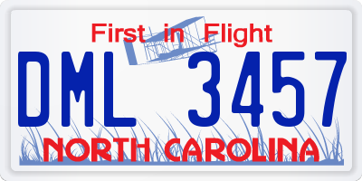 NC license plate DML3457