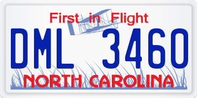 NC license plate DML3460