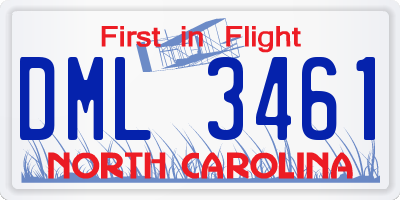 NC license plate DML3461