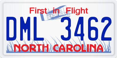 NC license plate DML3462