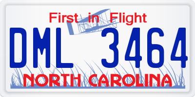 NC license plate DML3464