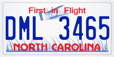 NC license plate DML3465