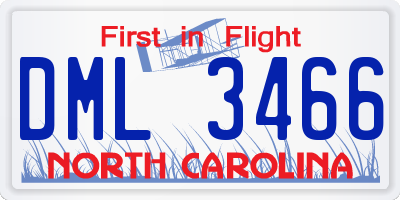 NC license plate DML3466