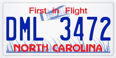 NC license plate DML3472