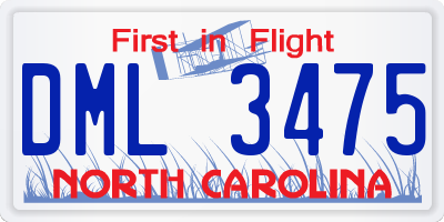 NC license plate DML3475