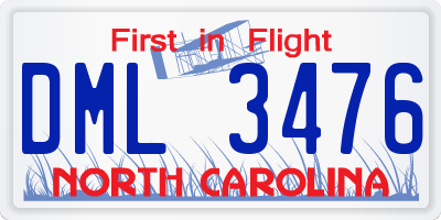 NC license plate DML3476