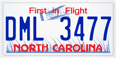 NC license plate DML3477
