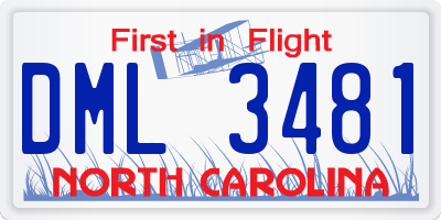 NC license plate DML3481