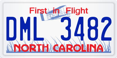 NC license plate DML3482
