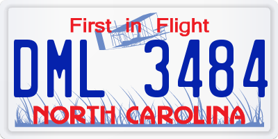 NC license plate DML3484