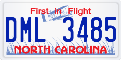 NC license plate DML3485