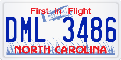 NC license plate DML3486