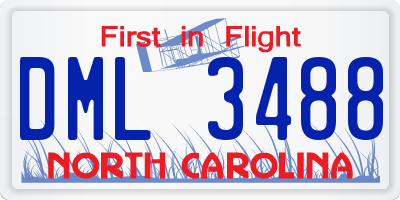 NC license plate DML3488