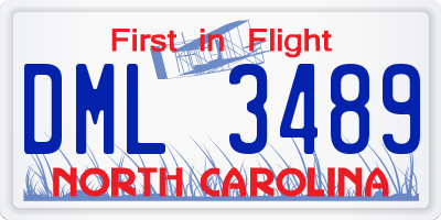NC license plate DML3489