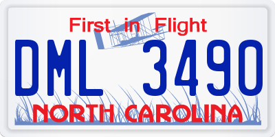 NC license plate DML3490