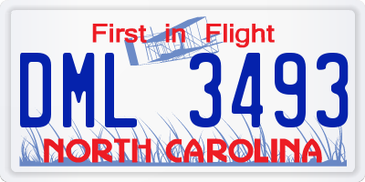 NC license plate DML3493