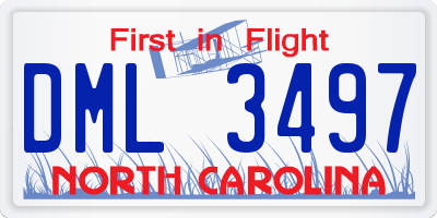 NC license plate DML3497