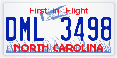 NC license plate DML3498