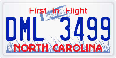 NC license plate DML3499
