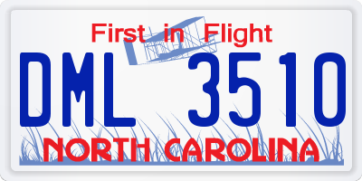 NC license plate DML3510