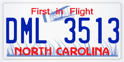 NC license plate DML3513