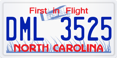 NC license plate DML3525