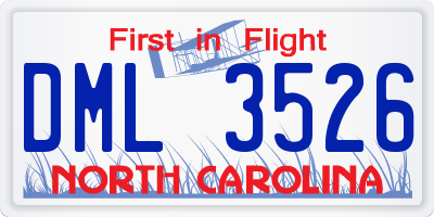NC license plate DML3526