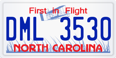 NC license plate DML3530