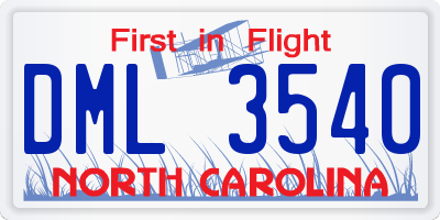 NC license plate DML3540