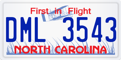 NC license plate DML3543