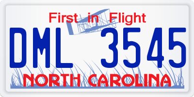 NC license plate DML3545