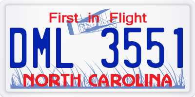 NC license plate DML3551