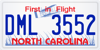 NC license plate DML3552