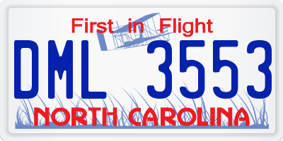 NC license plate DML3553