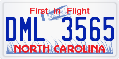 NC license plate DML3565