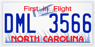 NC license plate DML3566