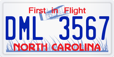 NC license plate DML3567