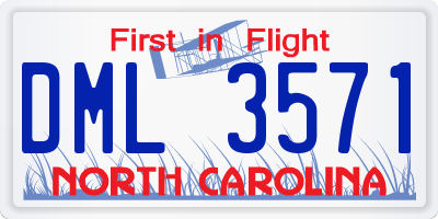 NC license plate DML3571