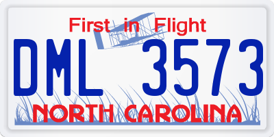 NC license plate DML3573
