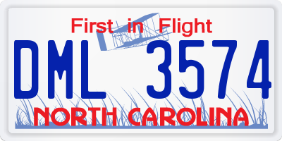 NC license plate DML3574