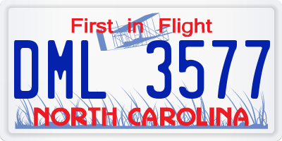 NC license plate DML3577