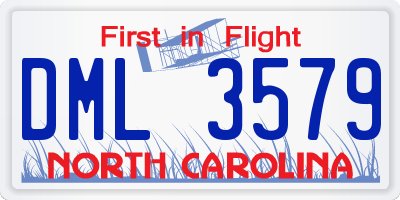 NC license plate DML3579