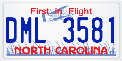NC license plate DML3581