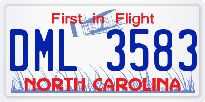 NC license plate DML3583