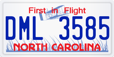 NC license plate DML3585