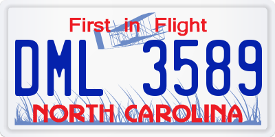 NC license plate DML3589