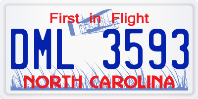 NC license plate DML3593